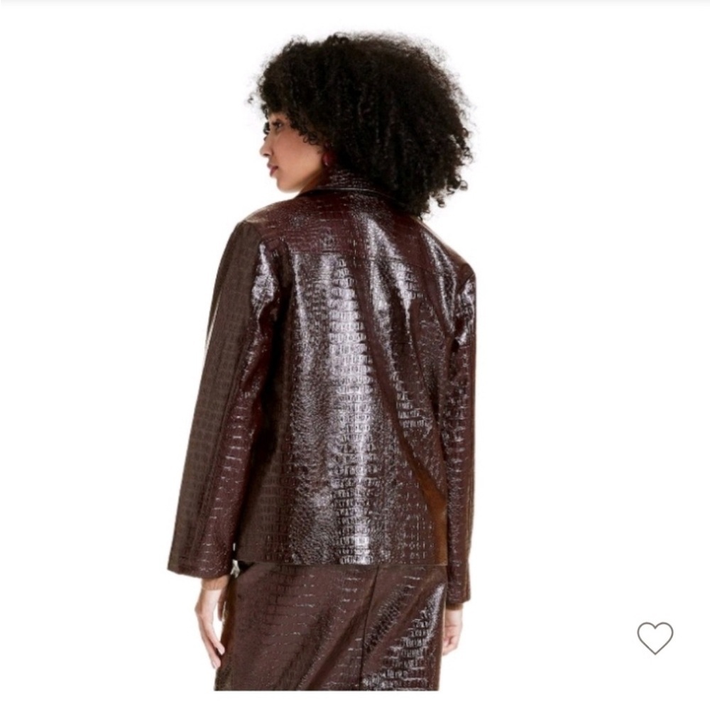 Rachel Comey x Target Faux Croc Leather Jacket Y2K Brown XS | Like New - Picture 4 of 9